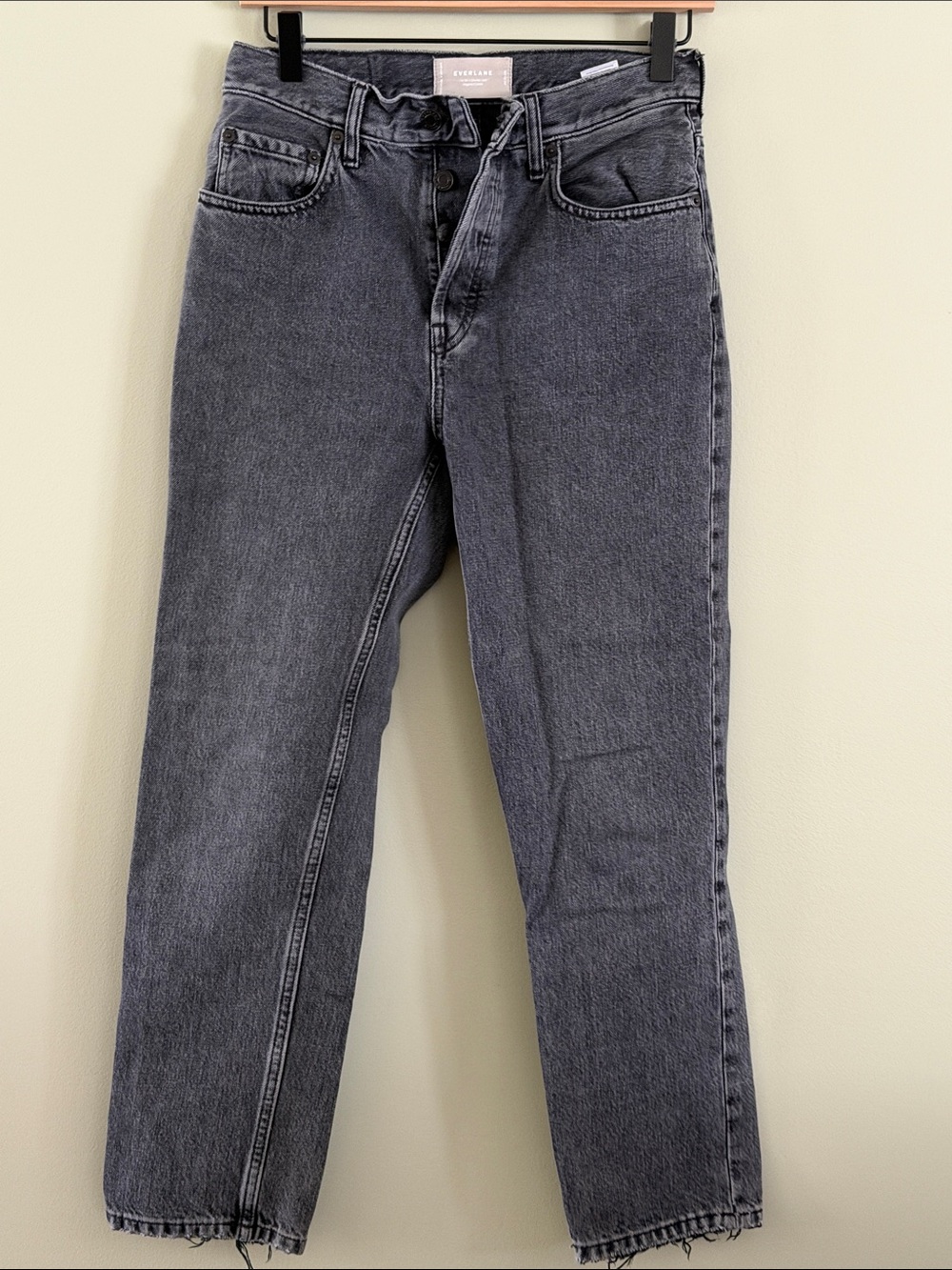 Everlane the 90’s Cheeky Jean Ankle Organic High Rise Faded Black Distressed 26